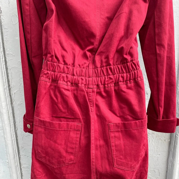 Rick Owens DRK SHDW  Tuta Maroon Cotton Twill Jumpsuit, Size XS - Picture 9 of 16